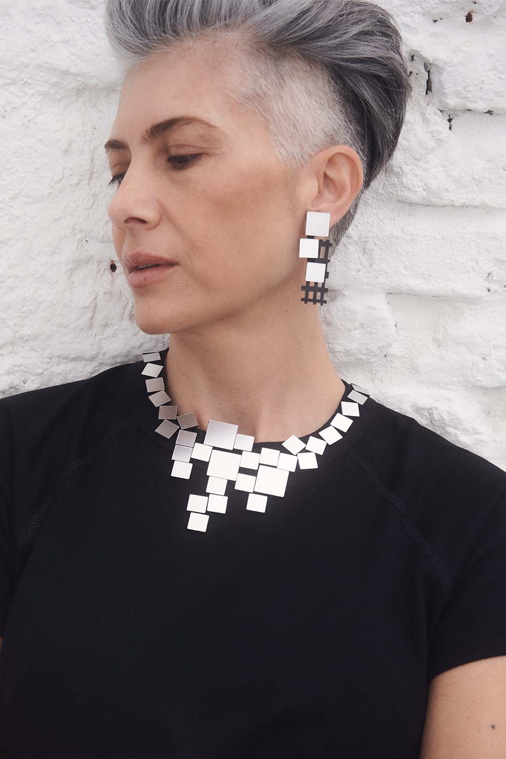 Bauhaus Earrings Squares - Silver