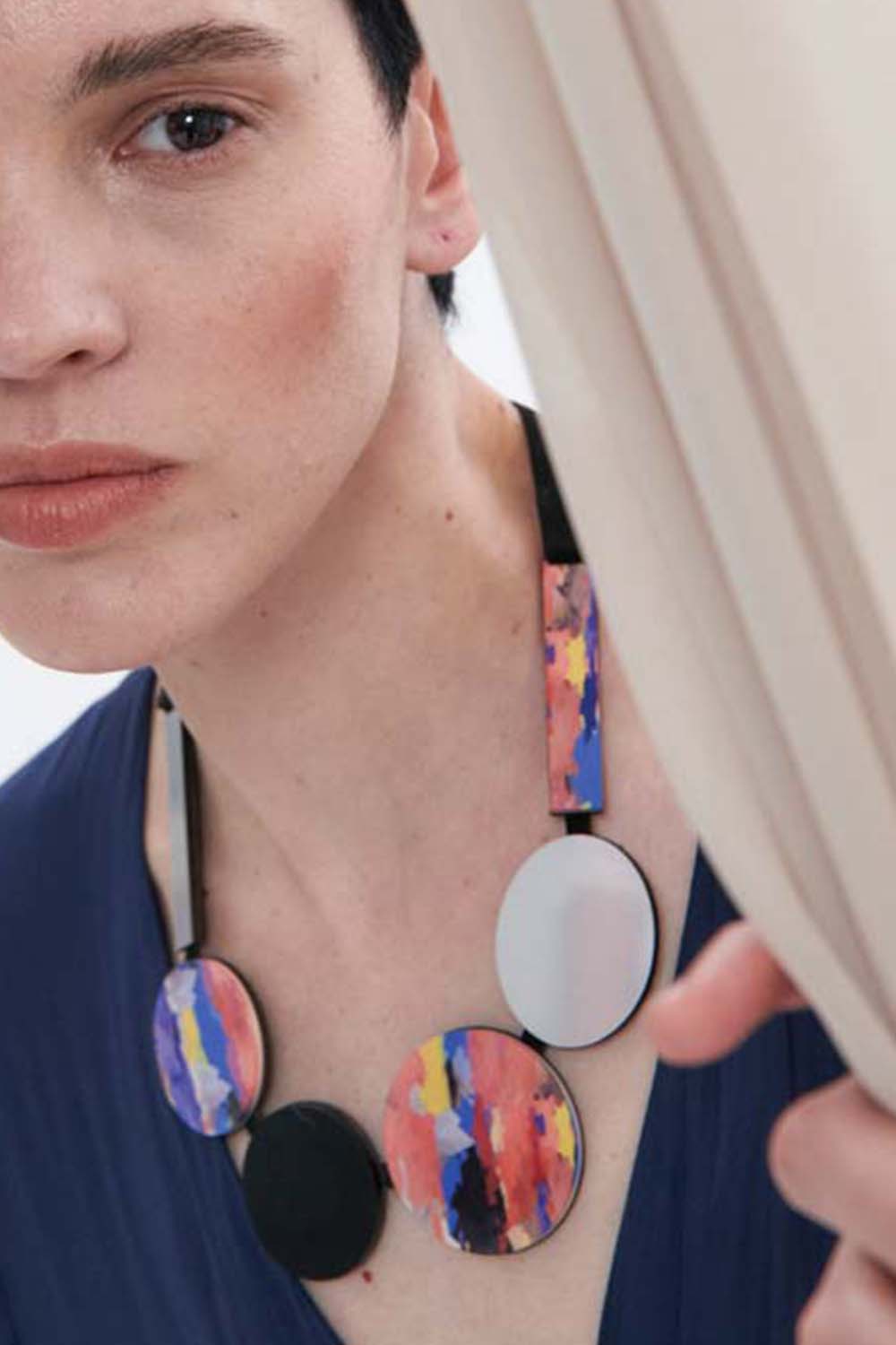 Frame Circles Necklace Sky - Pink