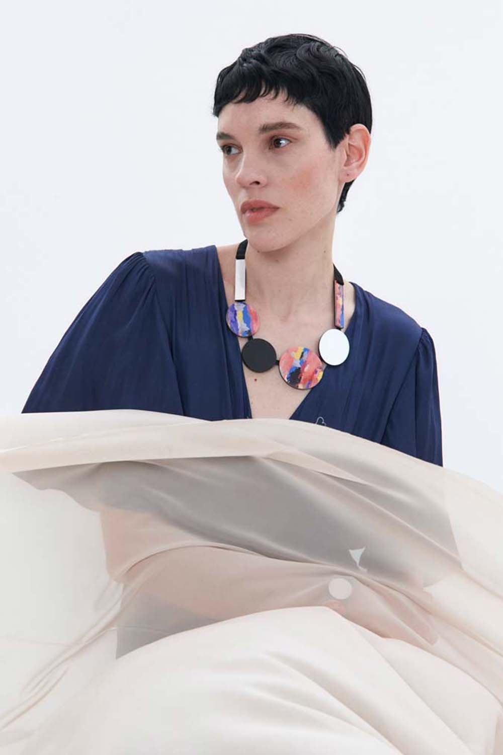 Frame Circles Necklace Sky - Pink