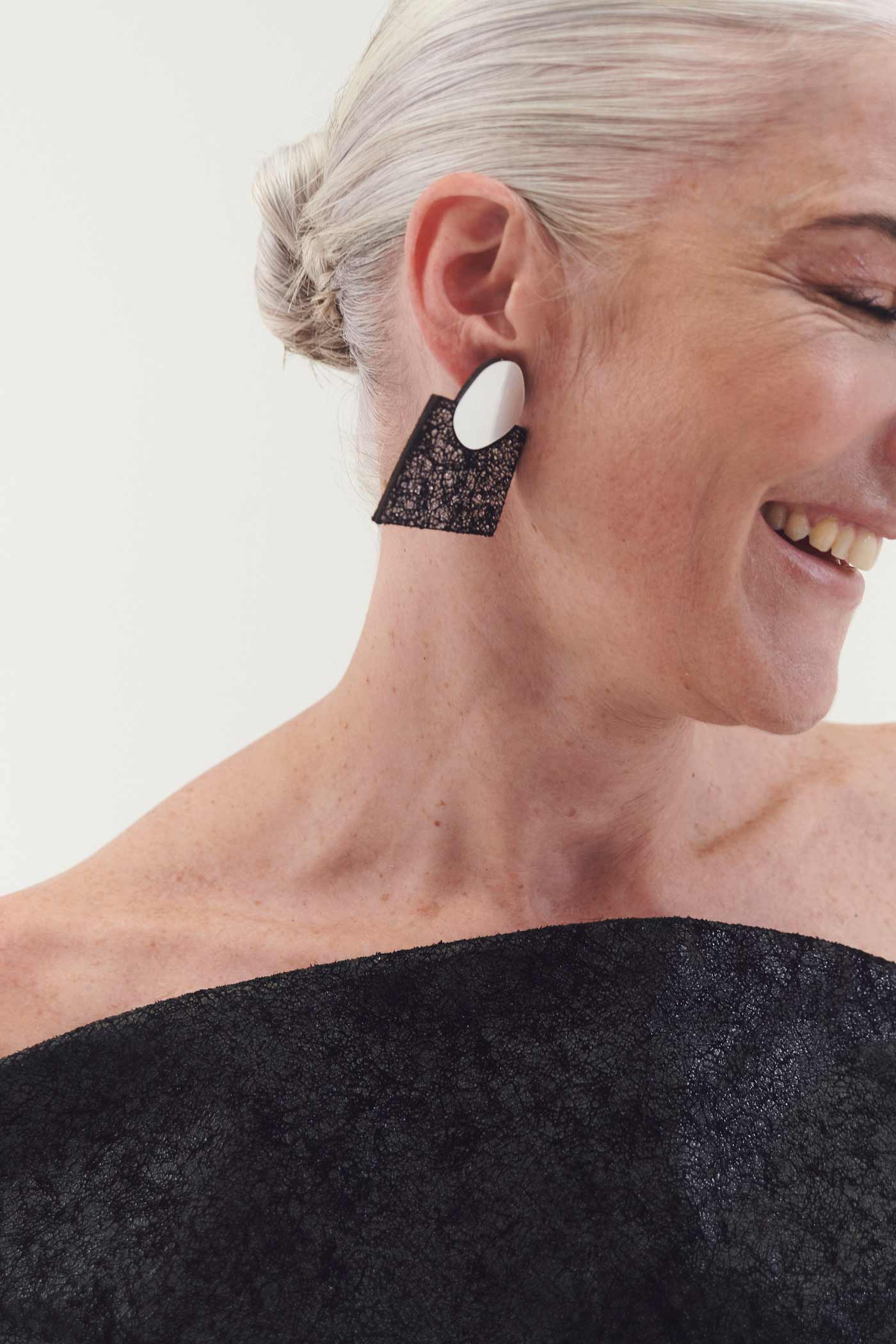Boucles d'oreilles Audrey Carrés Pointus - Argent+Étain