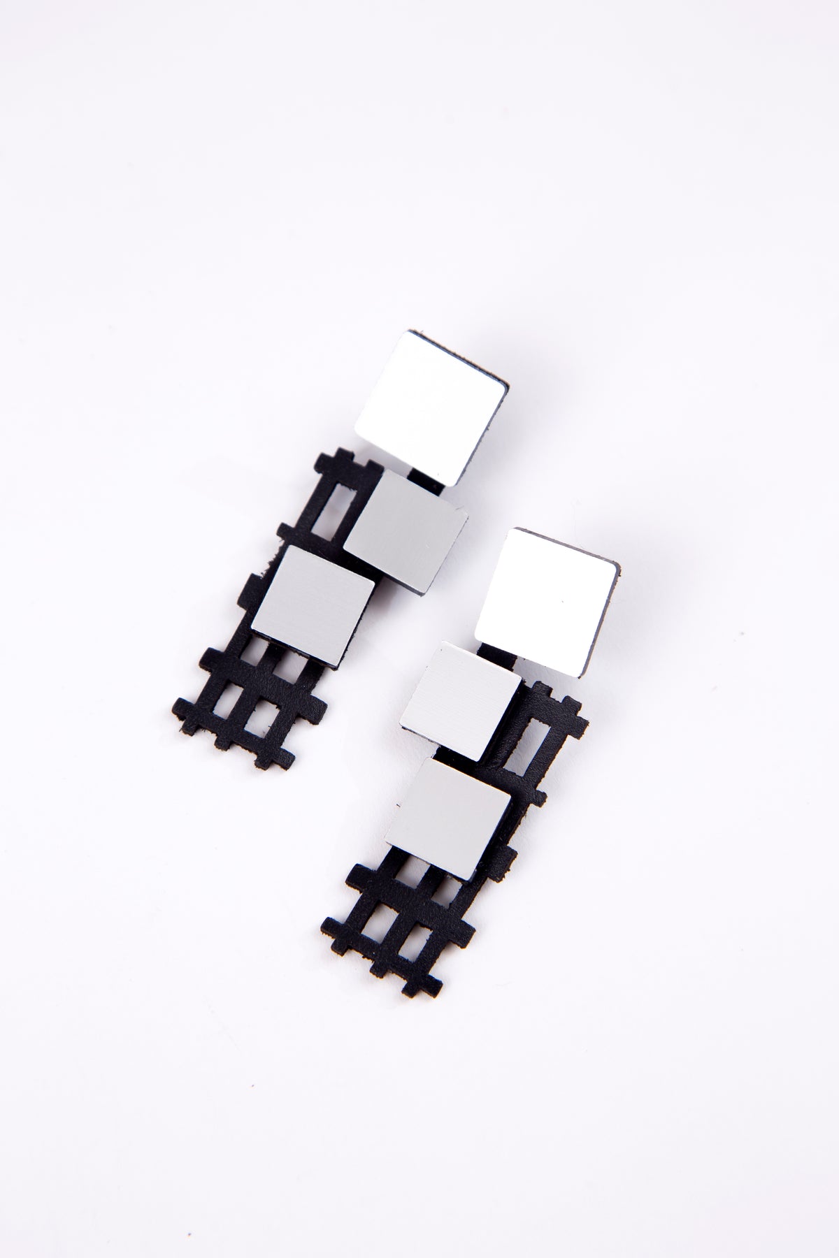 Bauhaus Earrings Squares - Silver