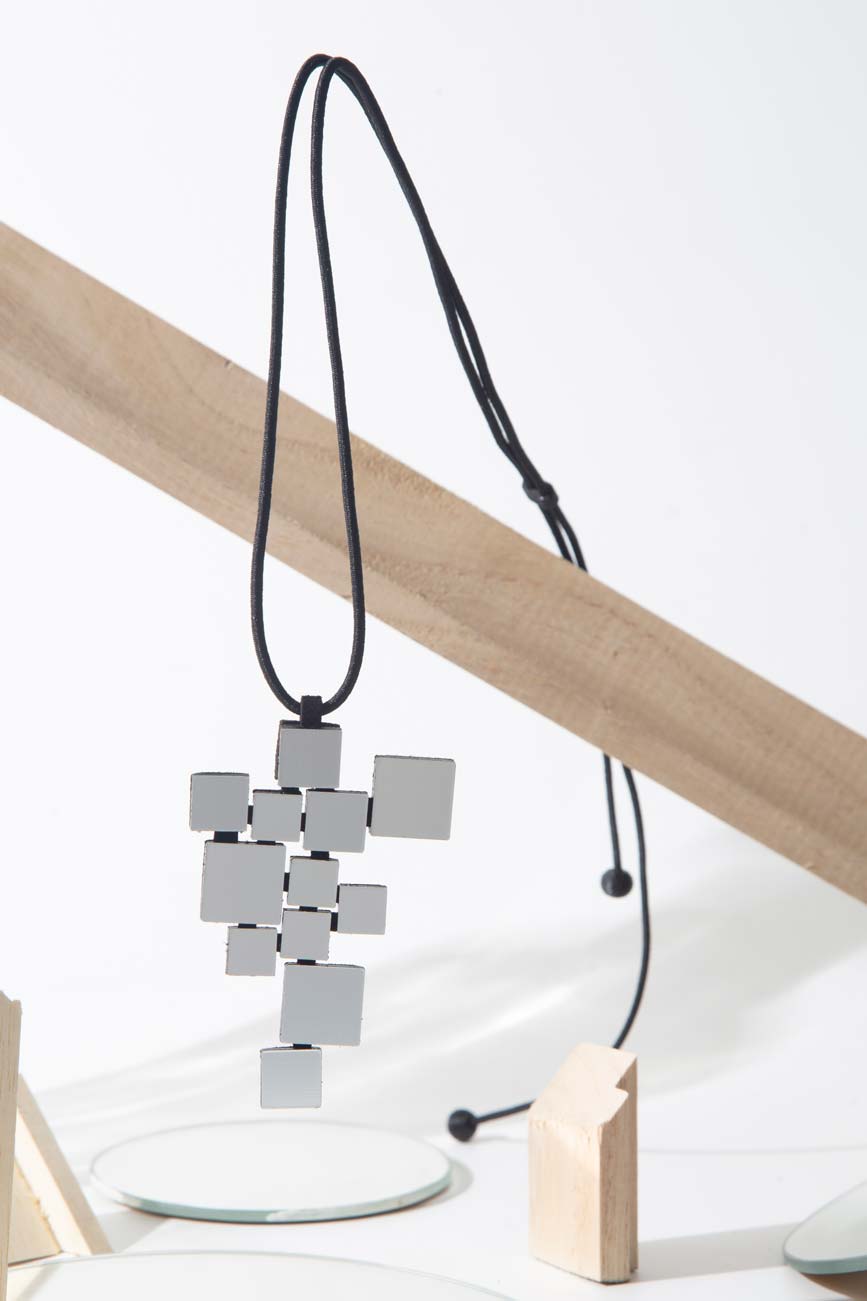 Bauhaus Pendant Necklace Squares - Silver