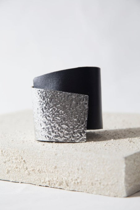 Bauhaus Lederarmband - Silber/Gold