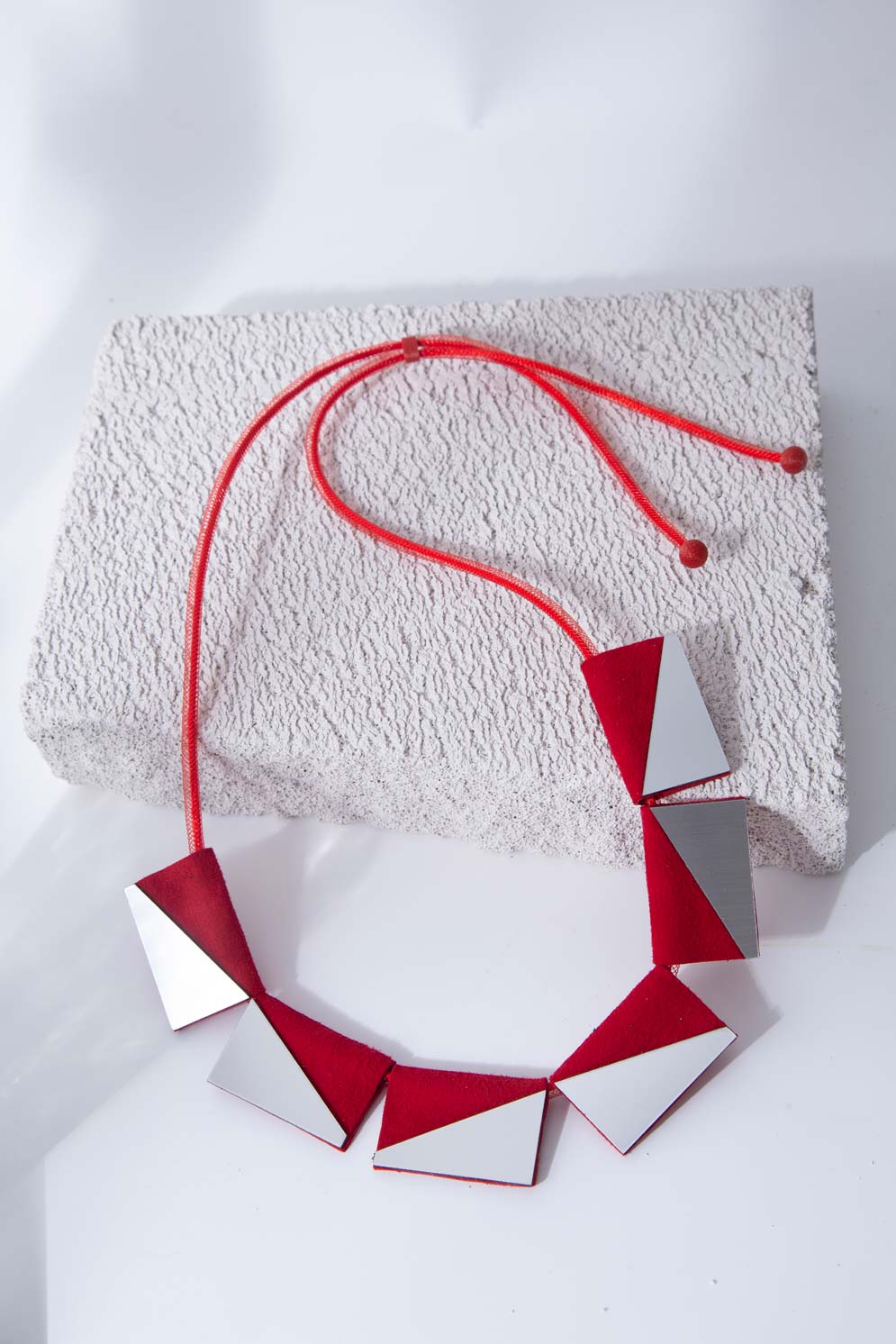 Carnival Rectangles Necklace - Silver/Red