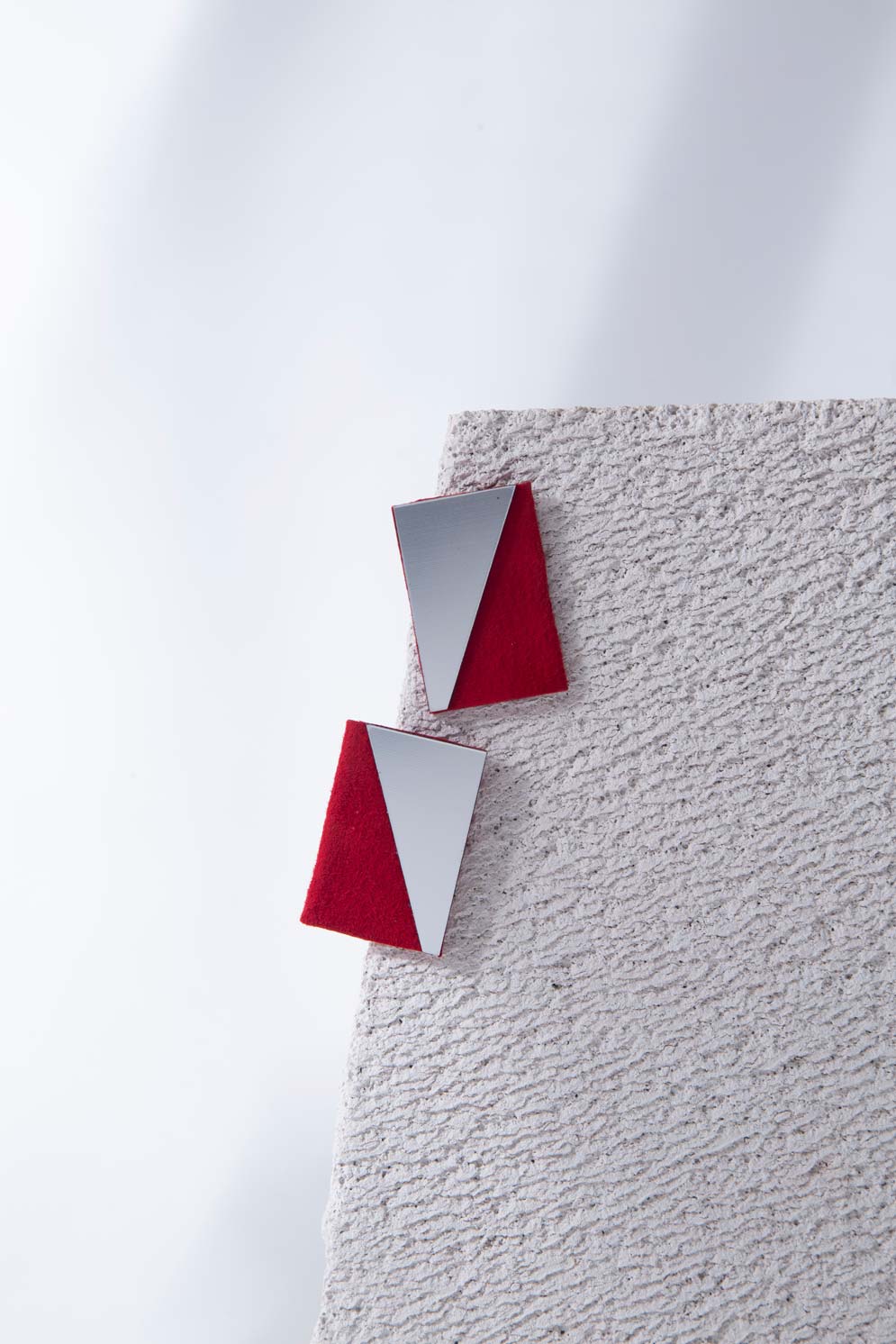 Carnival Rectangles Earrings - Silver/Red