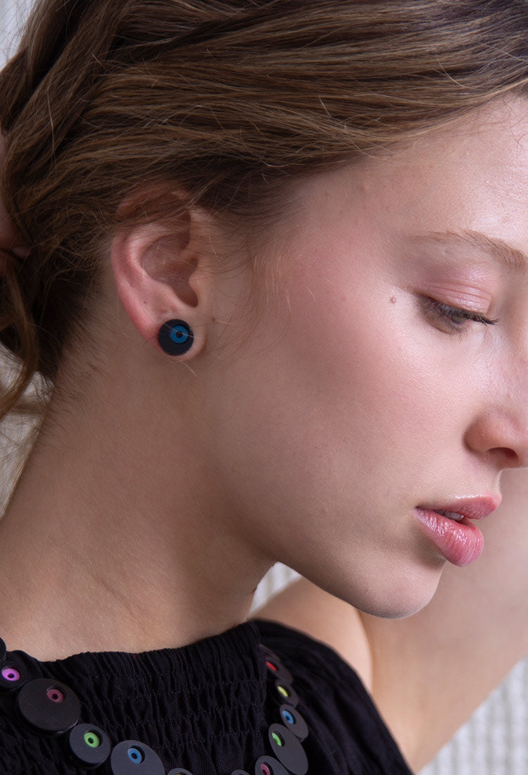 Abstraction Earrings Eyes - Black/Blue