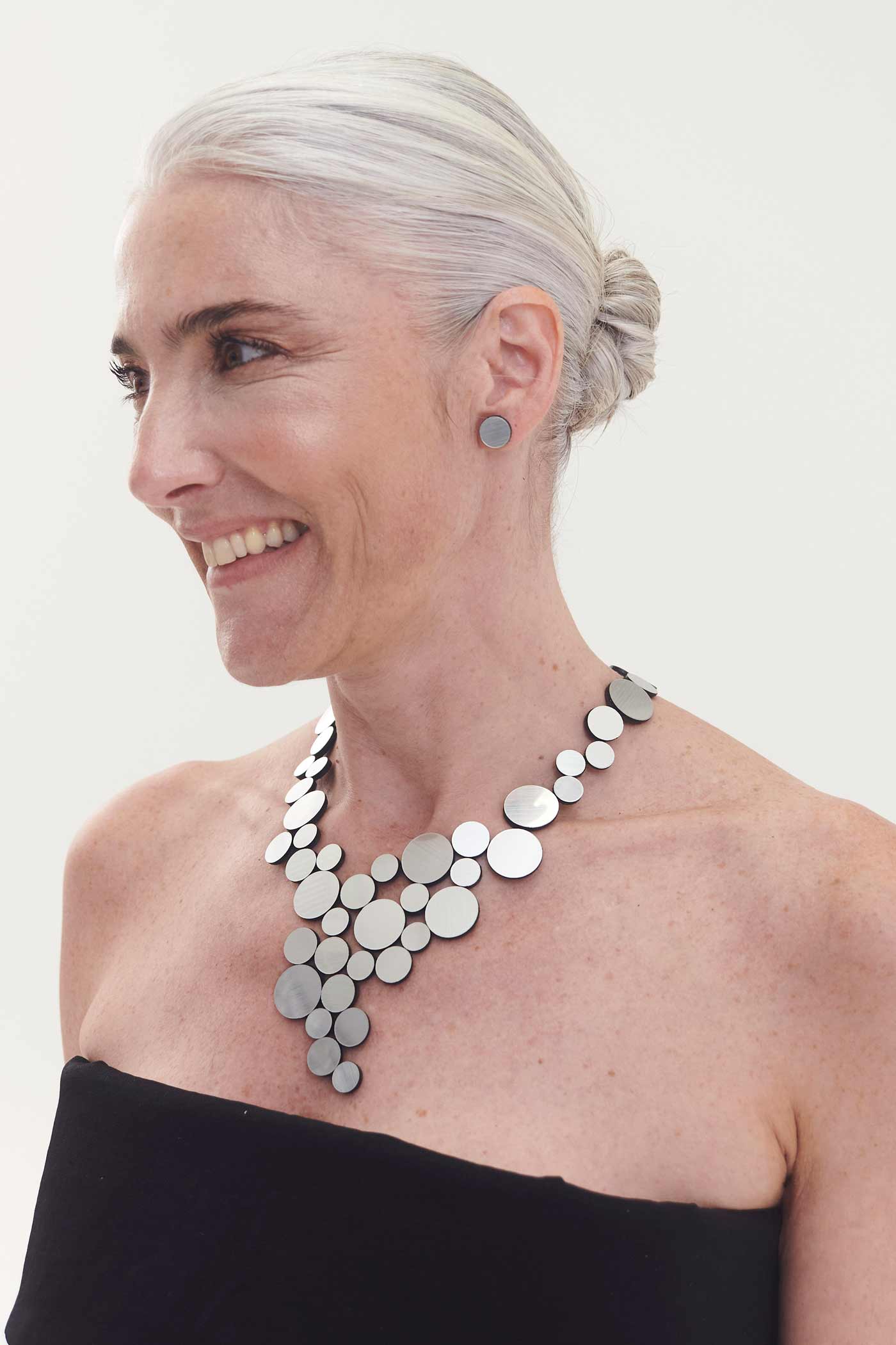 Lightweight silver statement necklace, Abstraction collection by Iskin Sisters