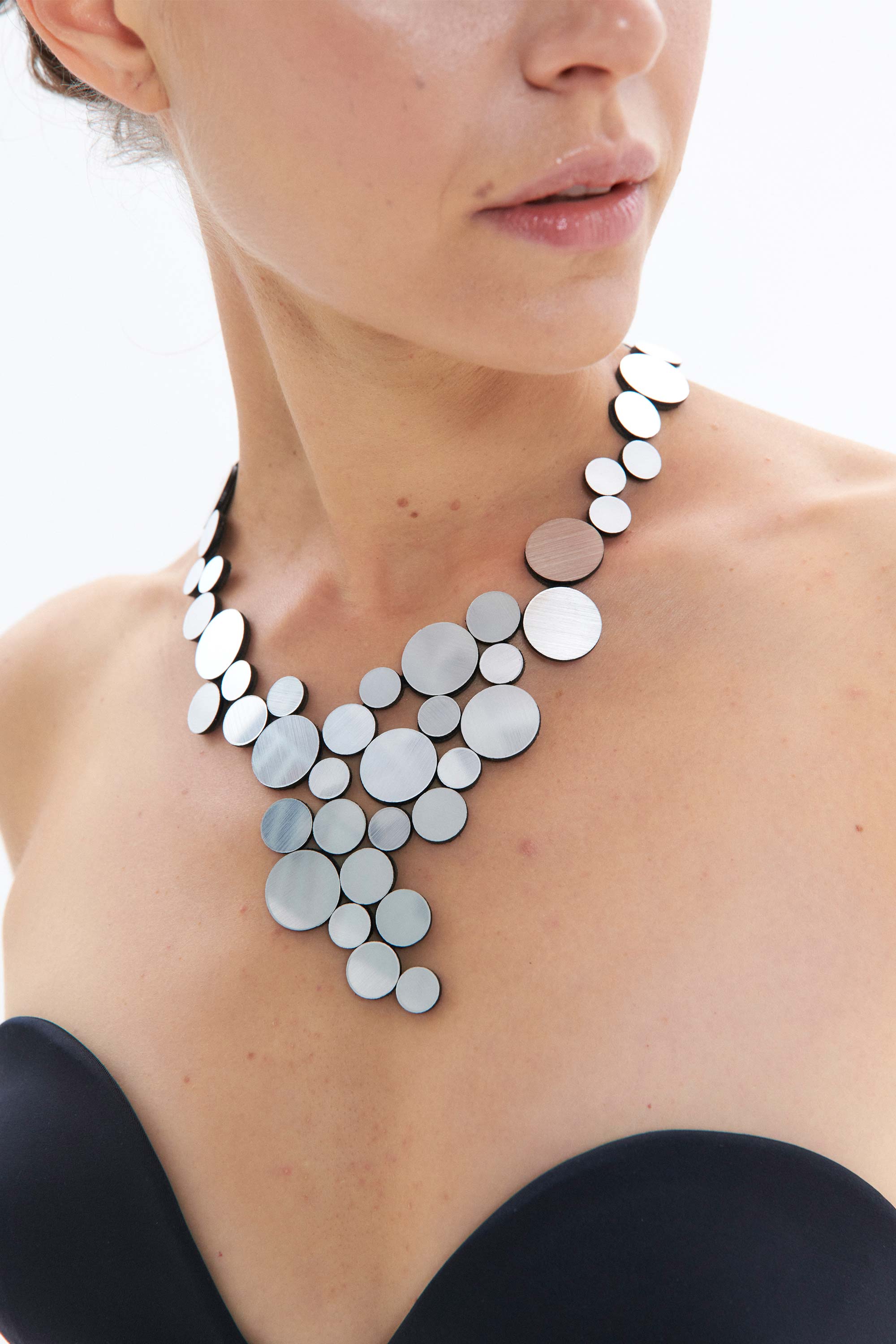 Abstraction silver V necklace, handmade in our Buenos Aires atelier