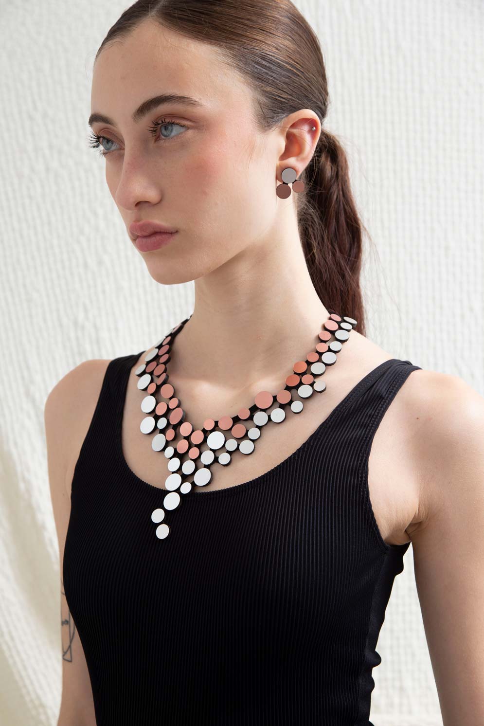Collier Abstraction Neuf - Argent + Noir