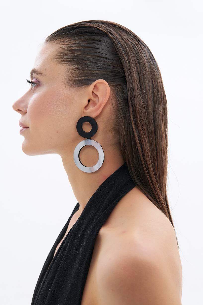 Pendientes Frame Largos - Plata/Negro