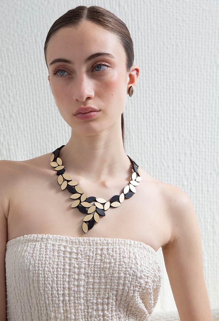 Collier Kate Leaves V - Noir et Or
