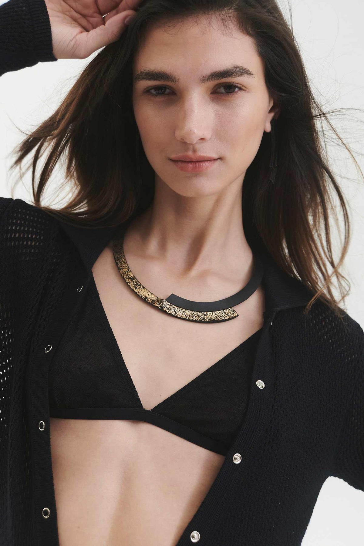 Duo Round Necklace - Black/Gold