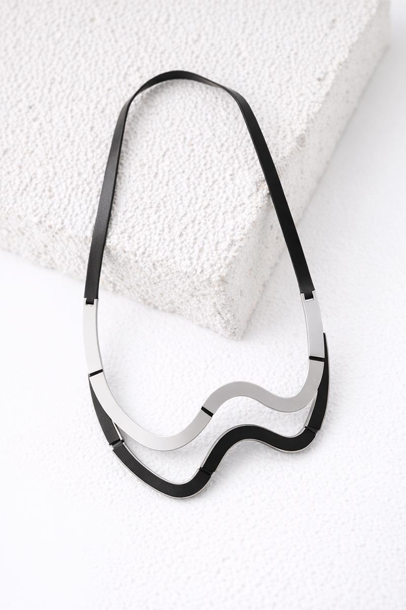 Mies Halskette Wave Short - Schwarz