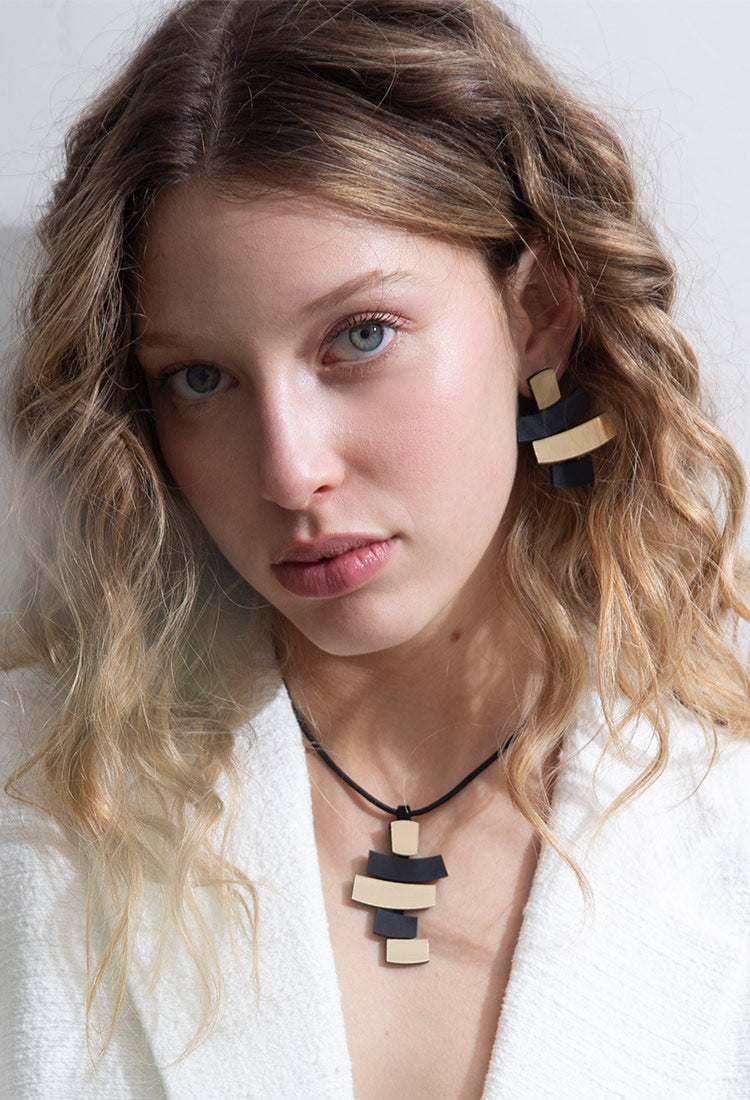 Piet Arc Earrings - Black/Gold