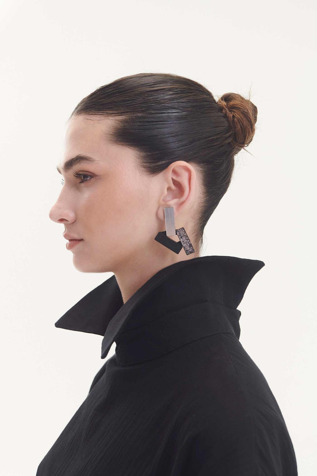 Ray Small Earrings - Silver/Black/Pewter