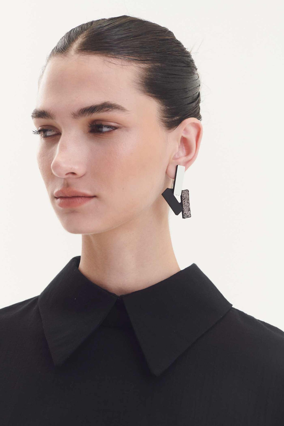 Boucles d'oreilles Ray Small - Argent+Noir+Étain