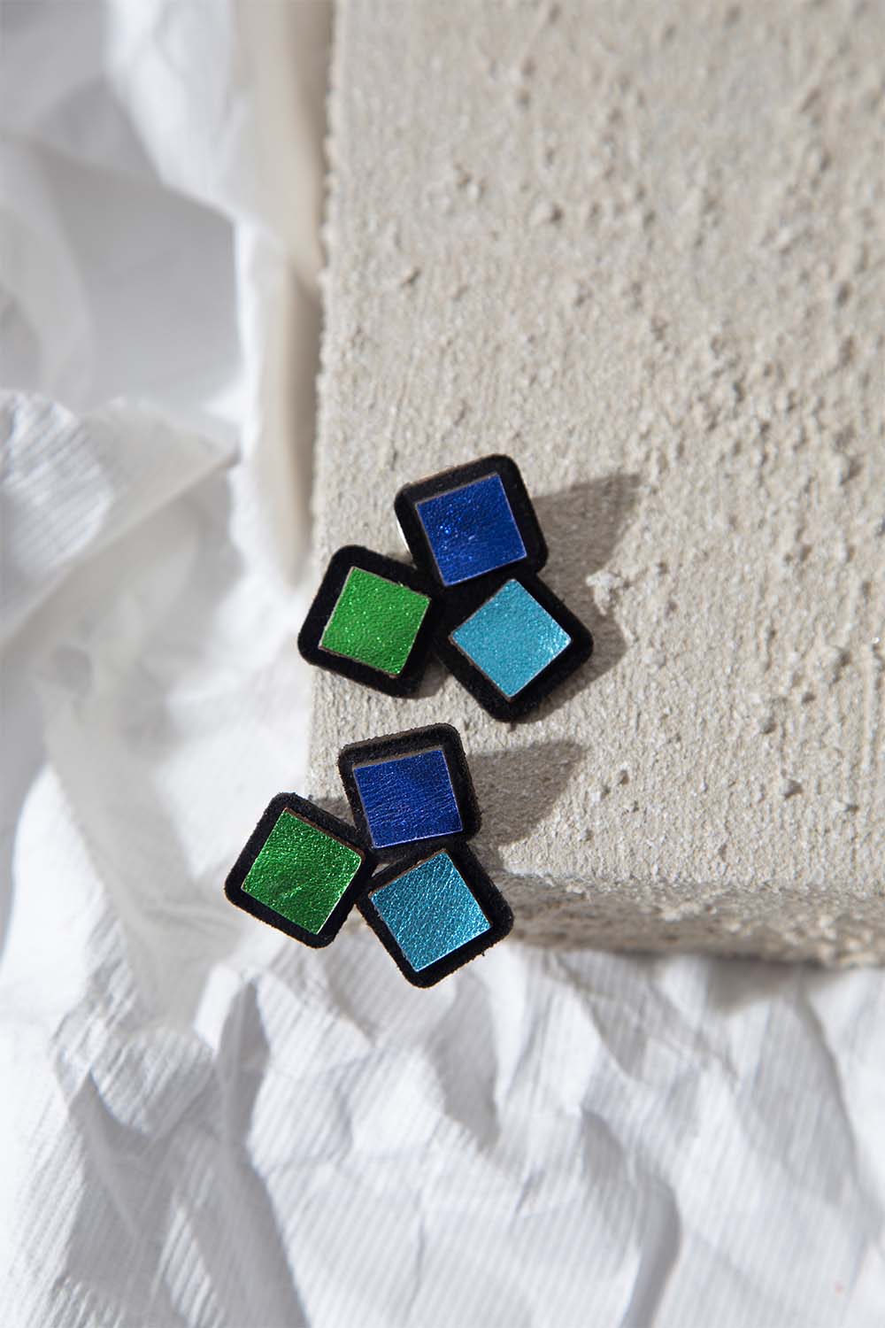Pendientes Rainbow 3 Squares - Cool Colors