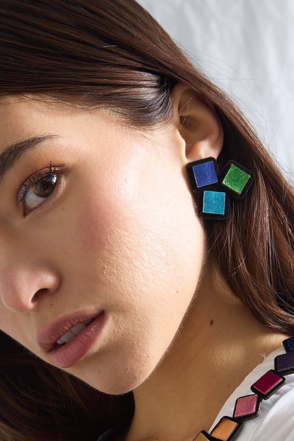 Pendientes Rainbow 3 Squares - Cool Colors
