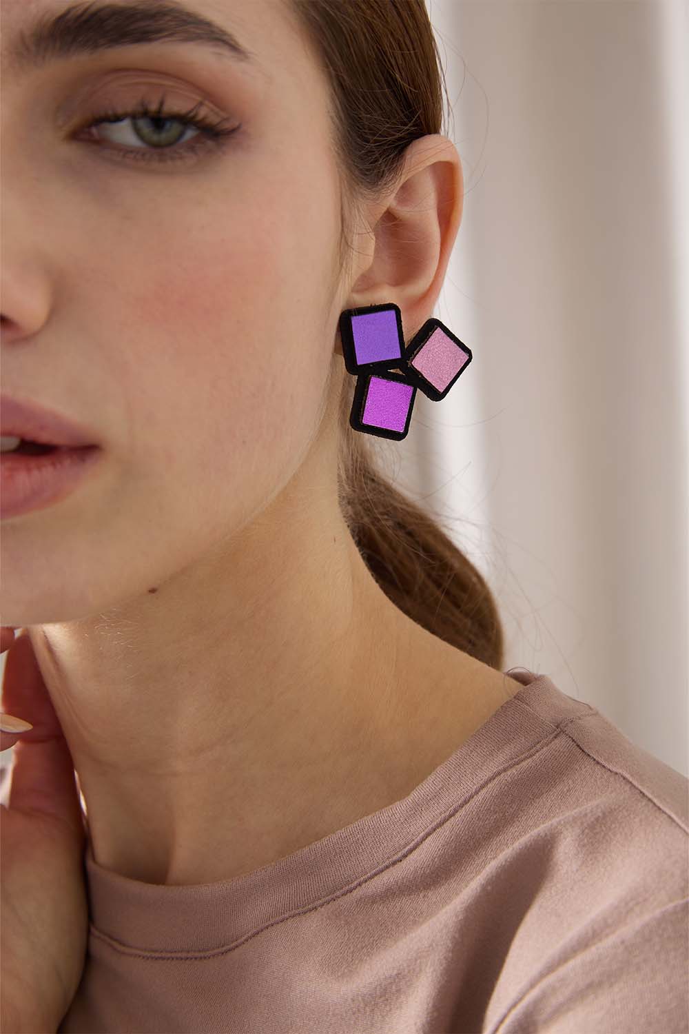 Pendientes Rainbow 3 Squares - Warm Colors