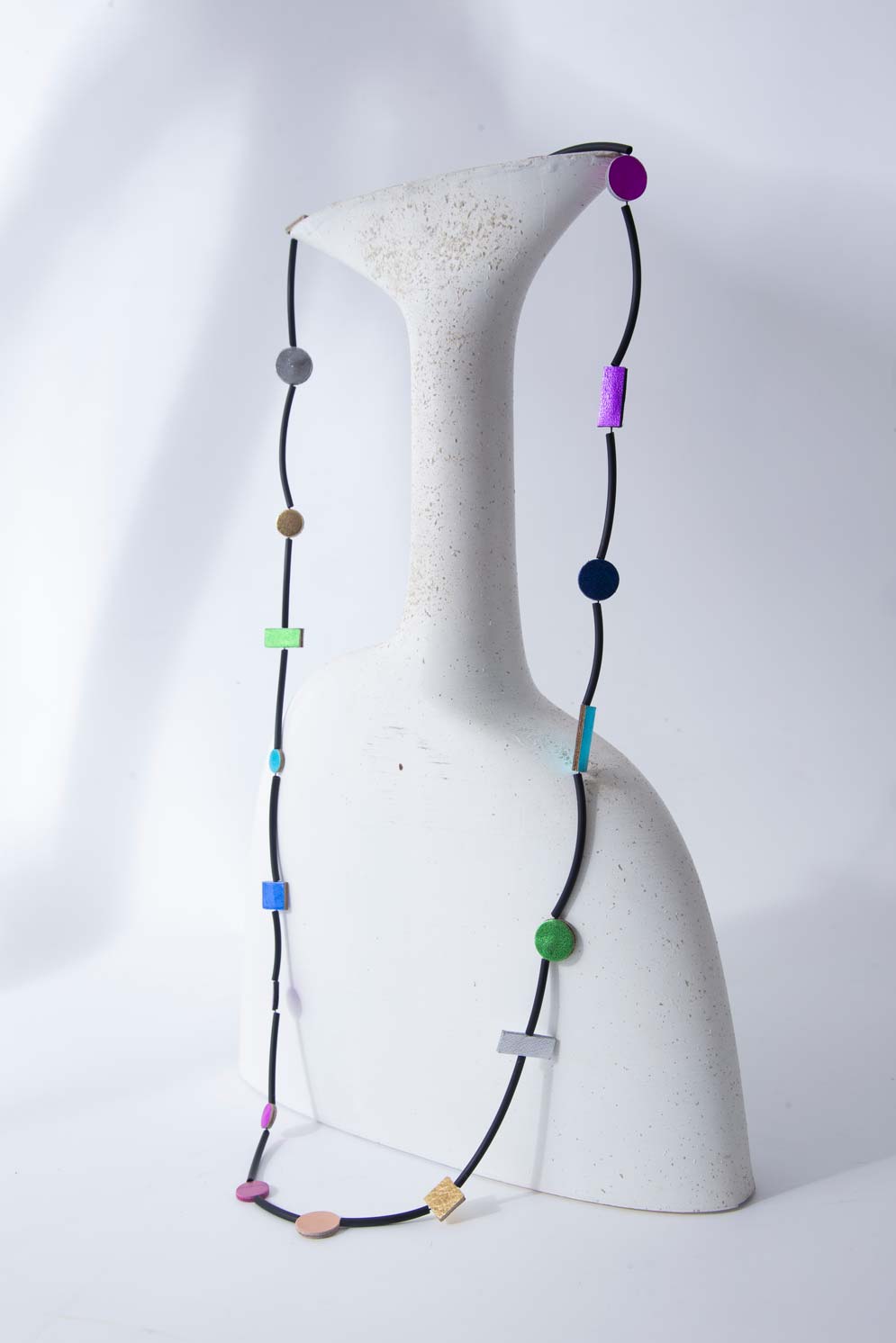 Rainbow Necklace Long Tubes- Black/Rainbow