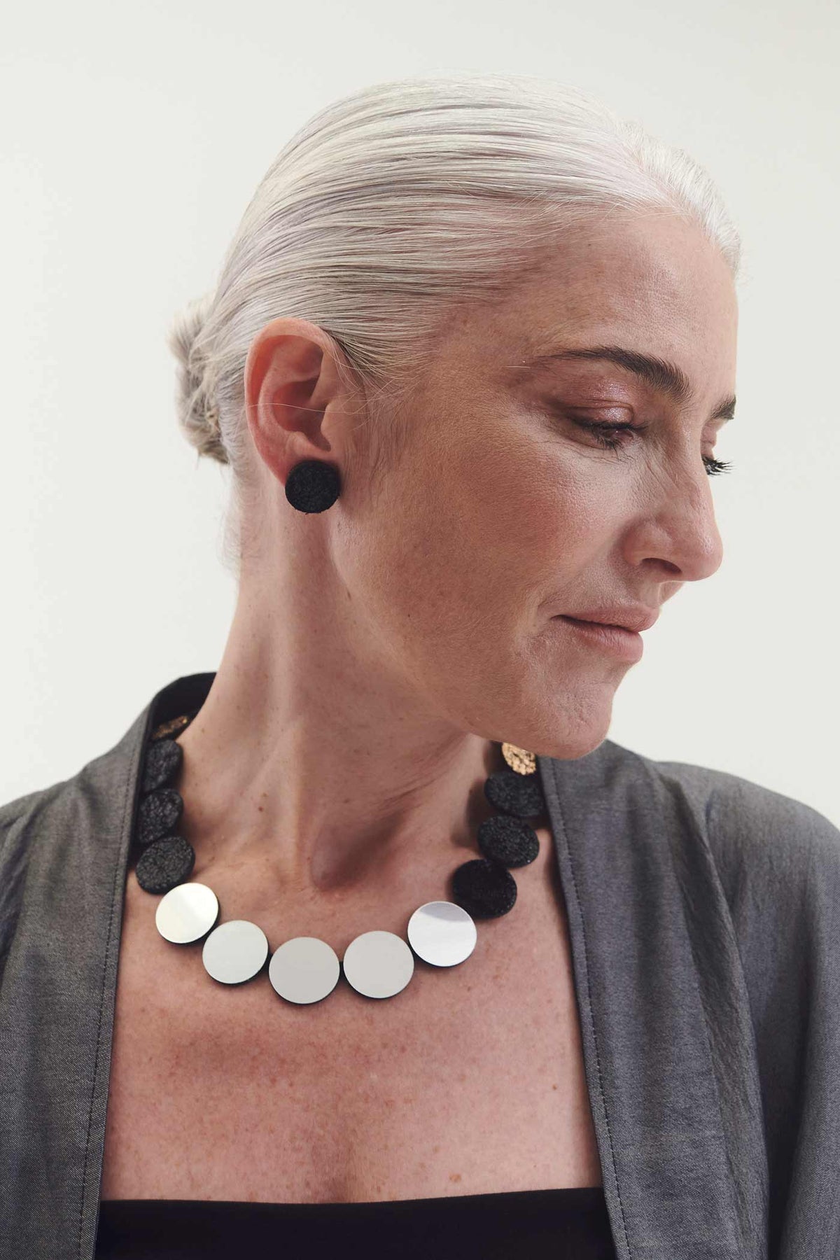Collier Cercle de Rêve de Sarah - Argent+Noir+Or