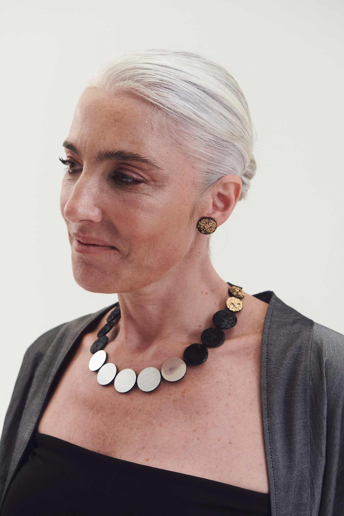 Collier Cercle de Rêve de Sarah - Argent+Noir+Or