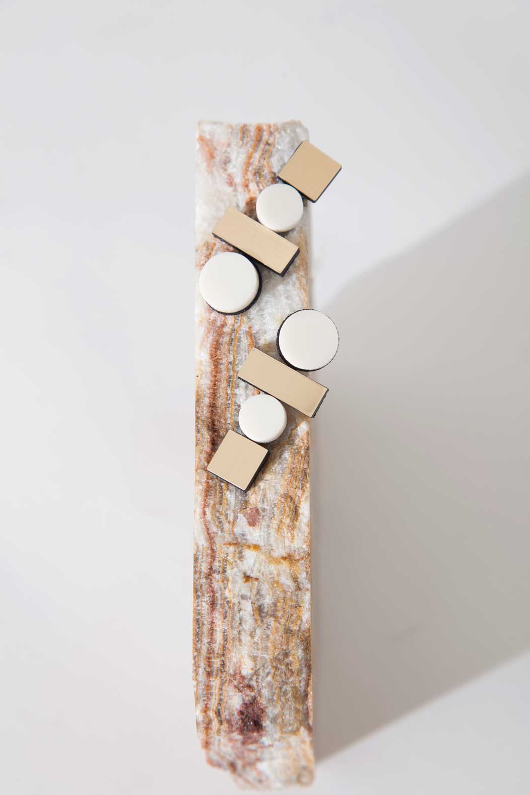 Bauhaus Earrings Large - Ivory/Gold