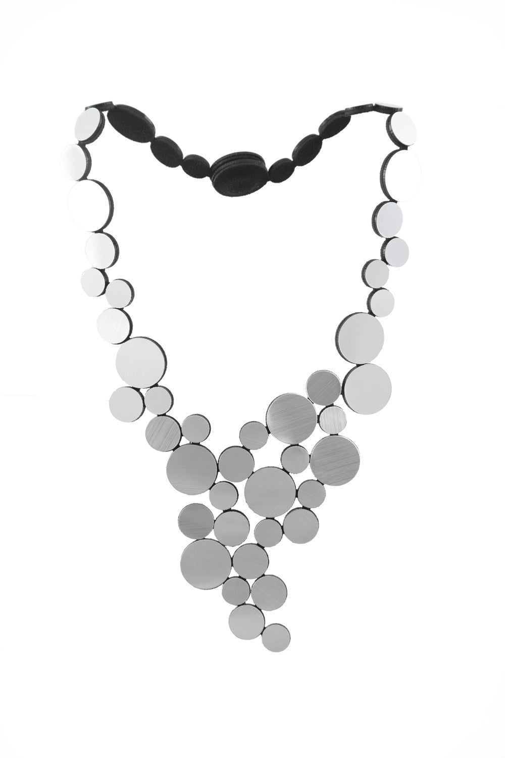 Silver Abstraction V statement necklace by Iskin Sisters, handmade in Argentina