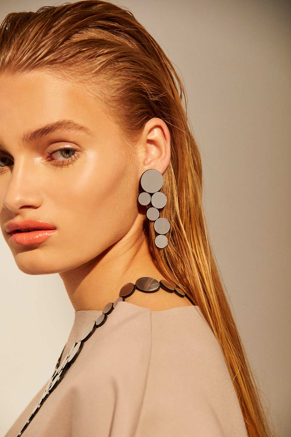 Abstraction silver clip-on earrings, contemporary jewelry handmade in Buenos Aires, Argentina