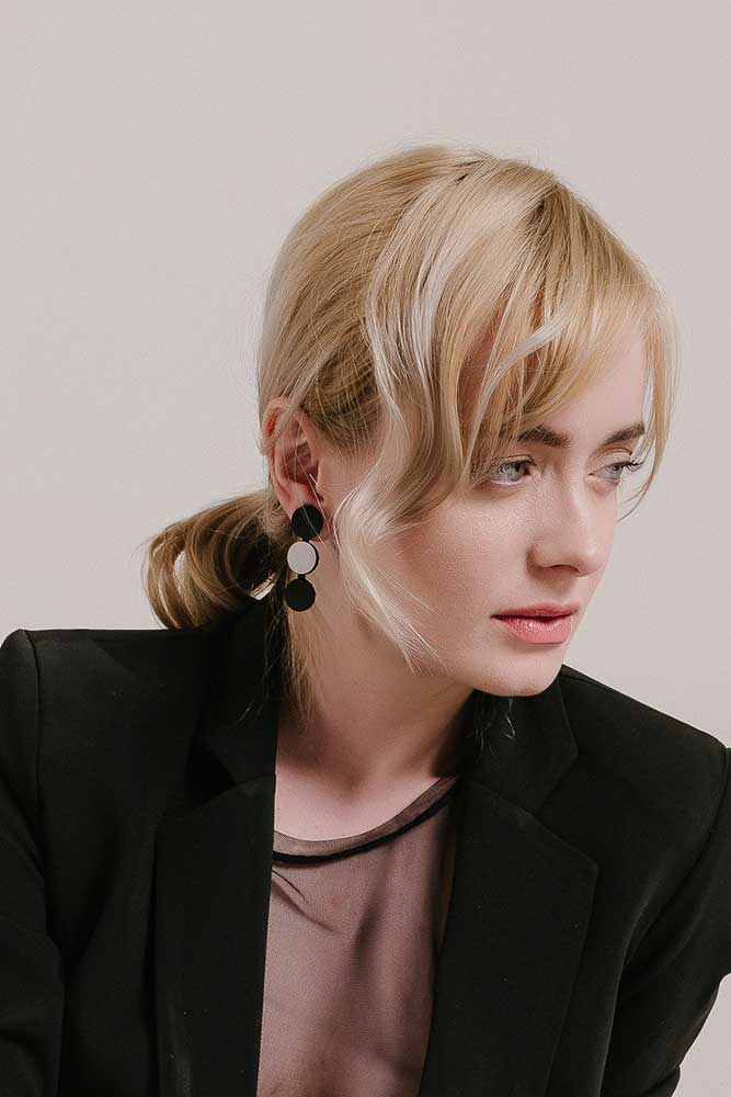 Abstraction Earrings 3 Dots - Silver/Black