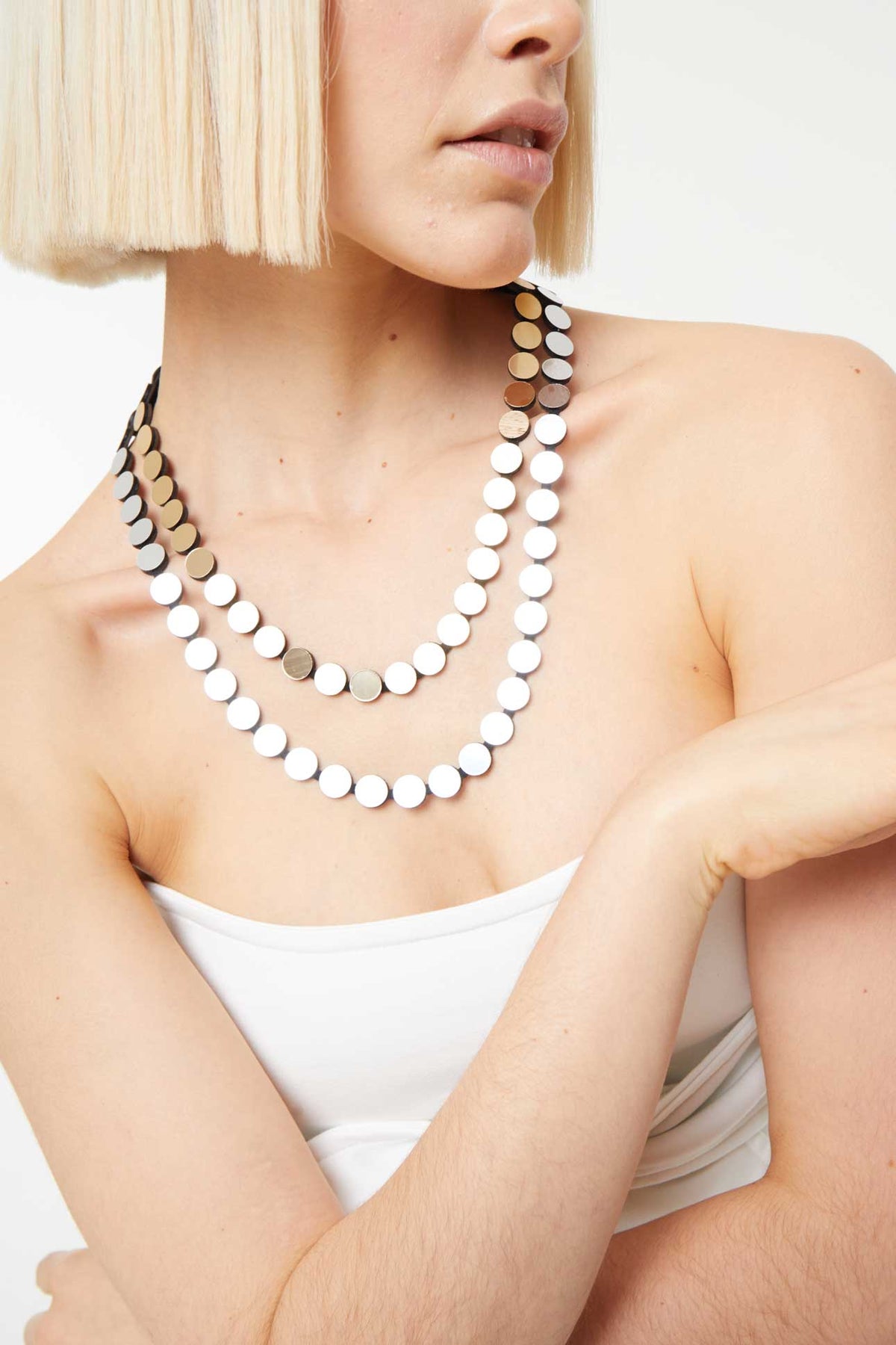 Abstraction Necklace Double Layer - Silver/Gold
