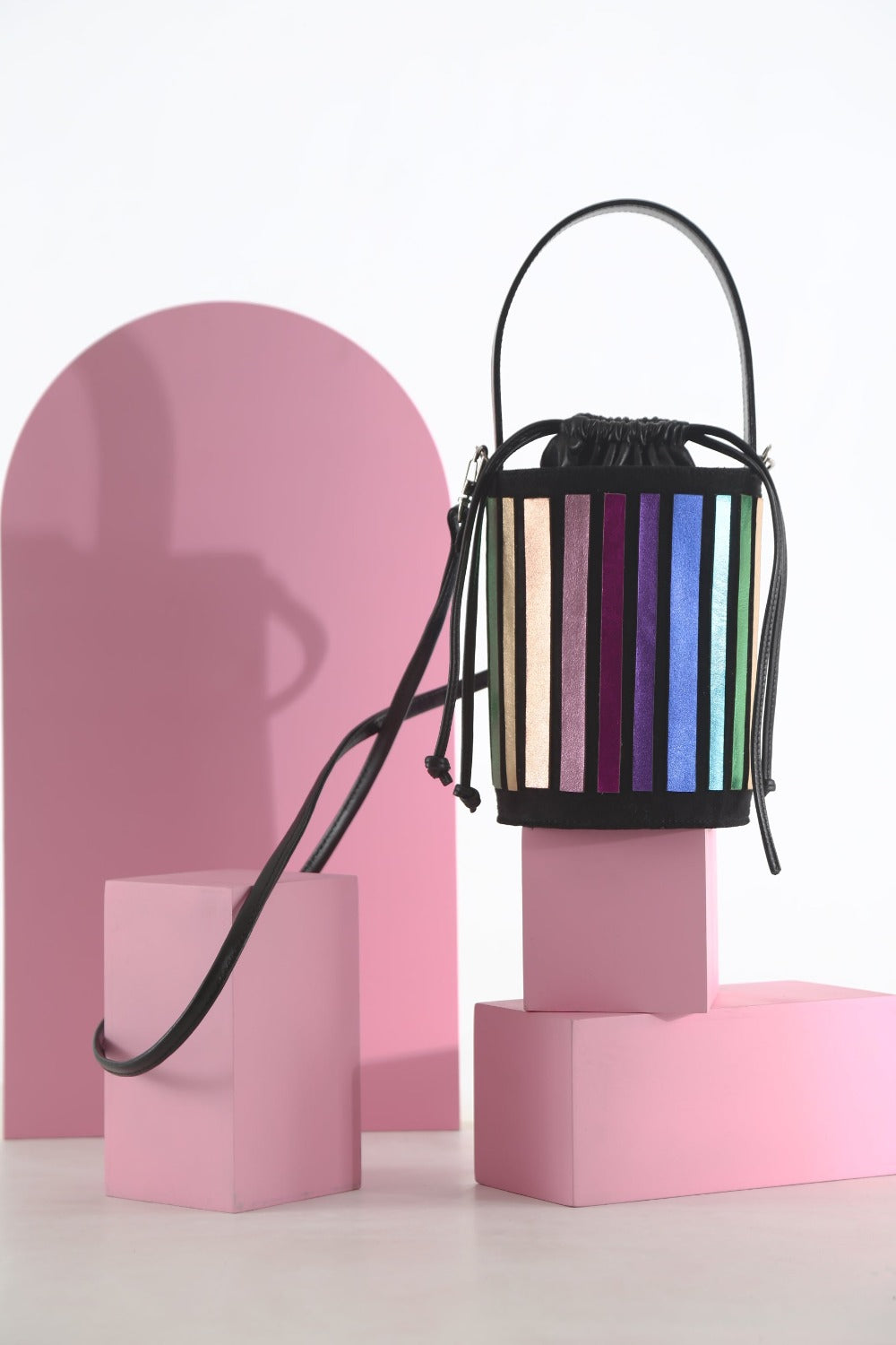 Pre-Order - Rainbow Bucket Leather Bag - Rainbow