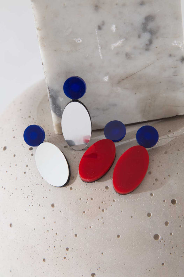 Iris Earrings - Red + Blue