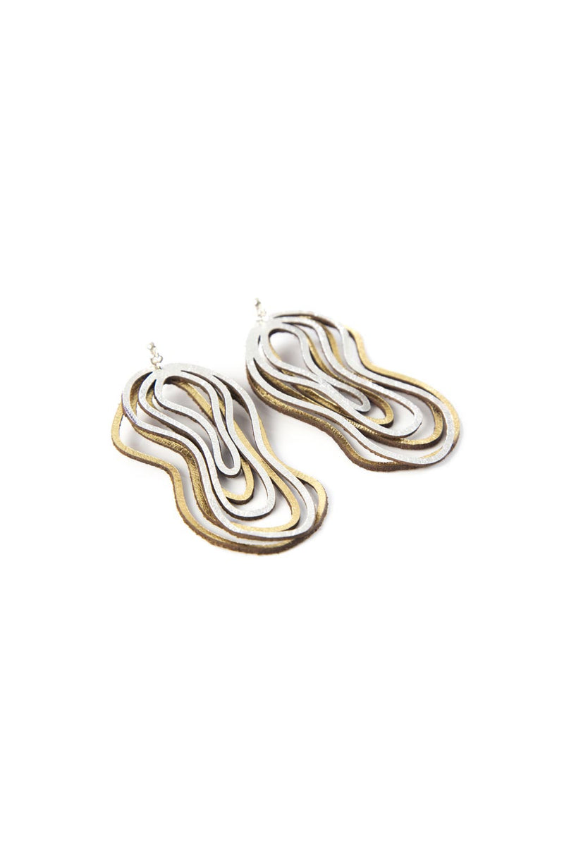Curves Duo Earrings - Small - Silver & Gold