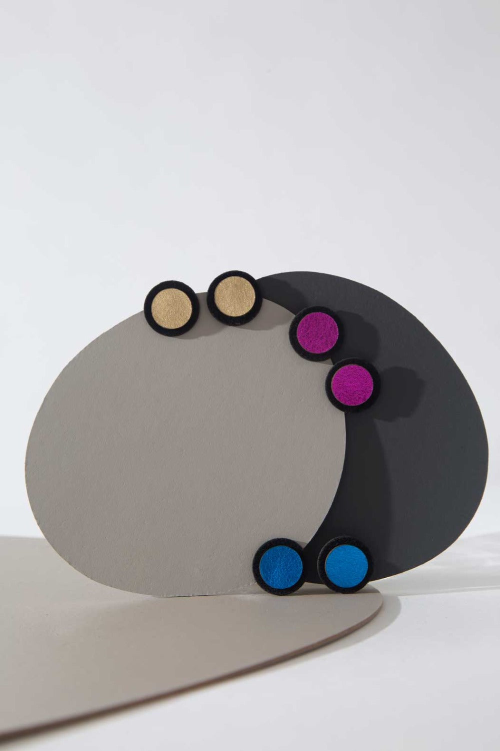Rainbow Earrings Small by Iskin Sisters in multicolor hand-cut leather, handmade jewelry, Argentina