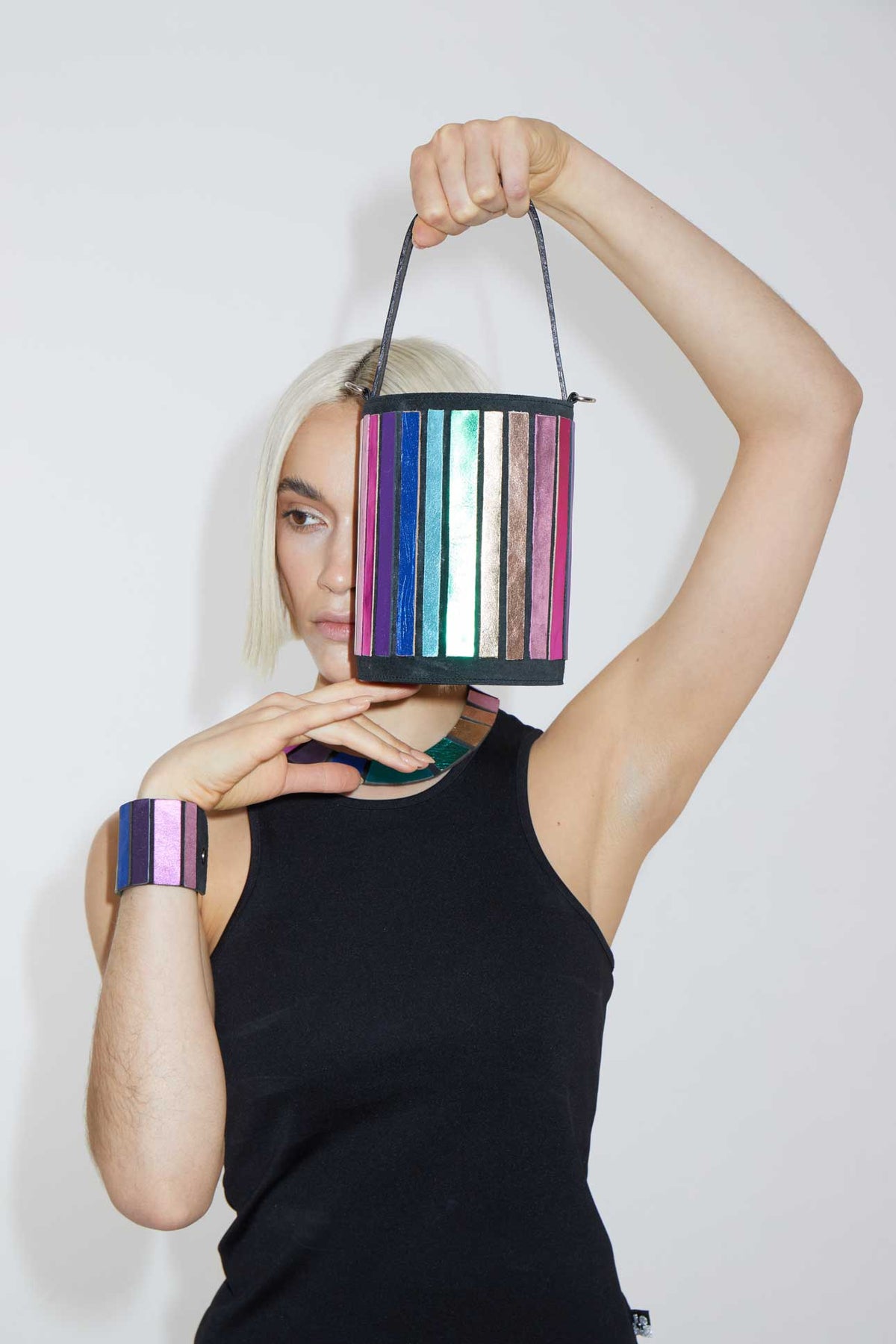 Pre-Order - Rainbow Bucket Leather Bag - Rainbow