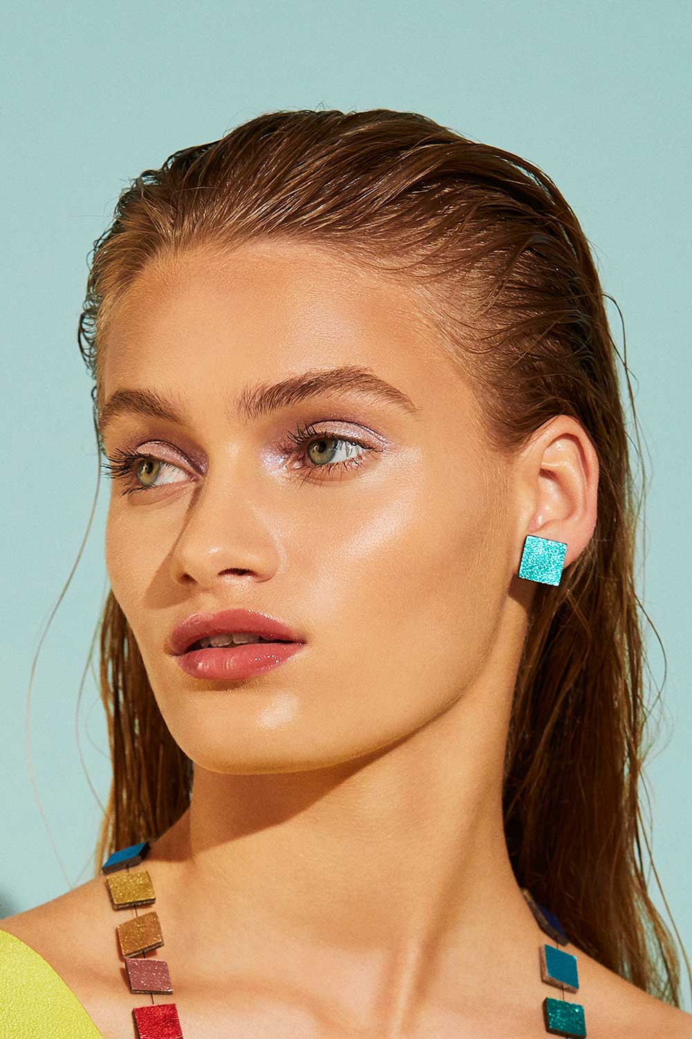 Lightweight multicolour leather earrings, handmade in Buenos Aires