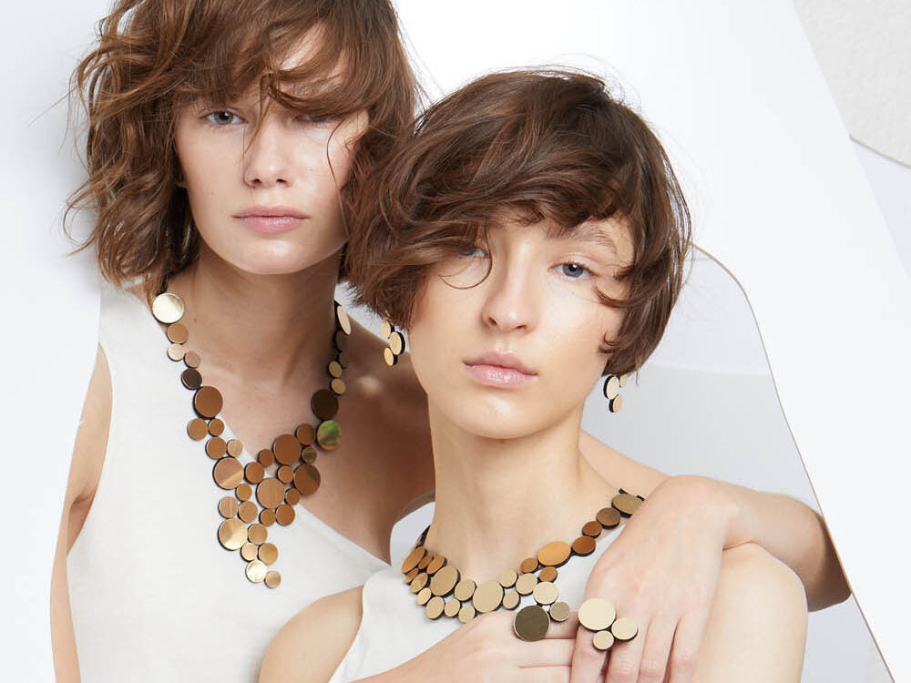 Iskin Sisters pieces from the Abstraction collection in gold