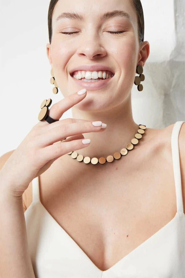 Abstraction Necklace Simple Small Dots - Gold