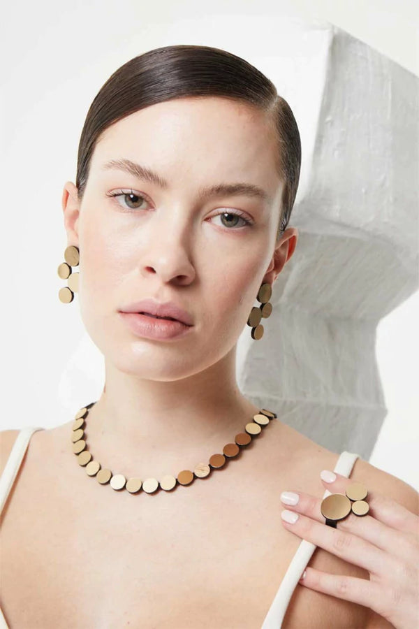 Abstraction Necklace Simple Small Dots - Gold