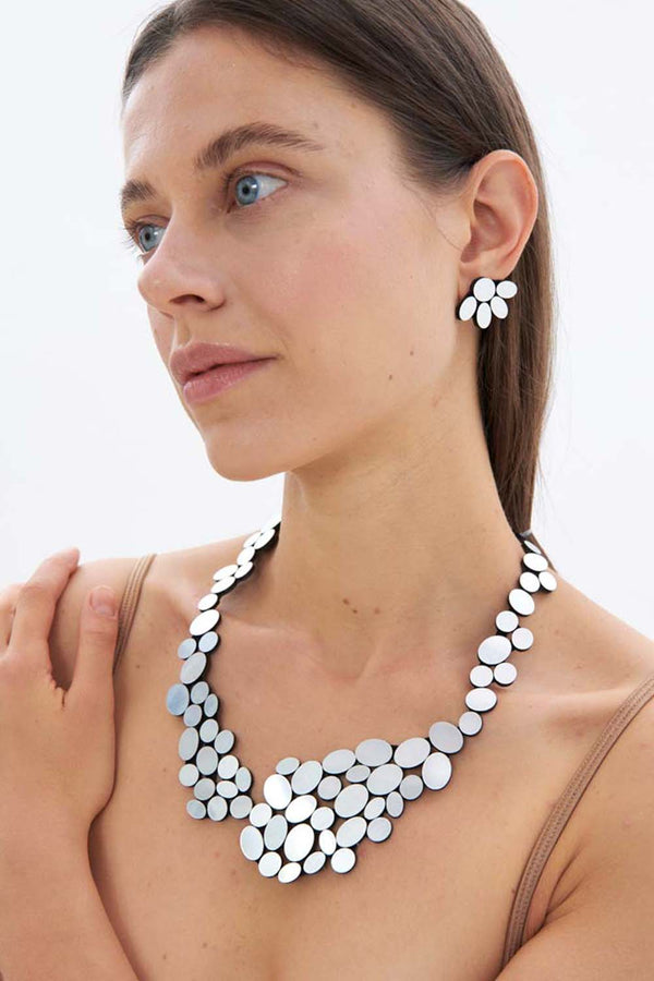 Boucles d'Oreilles Réflexions Organiques Grandes - Argent