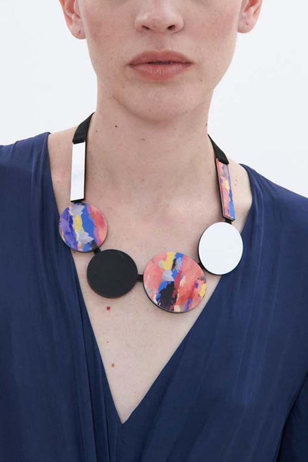 Frame Circles Necklace Sky - Pink