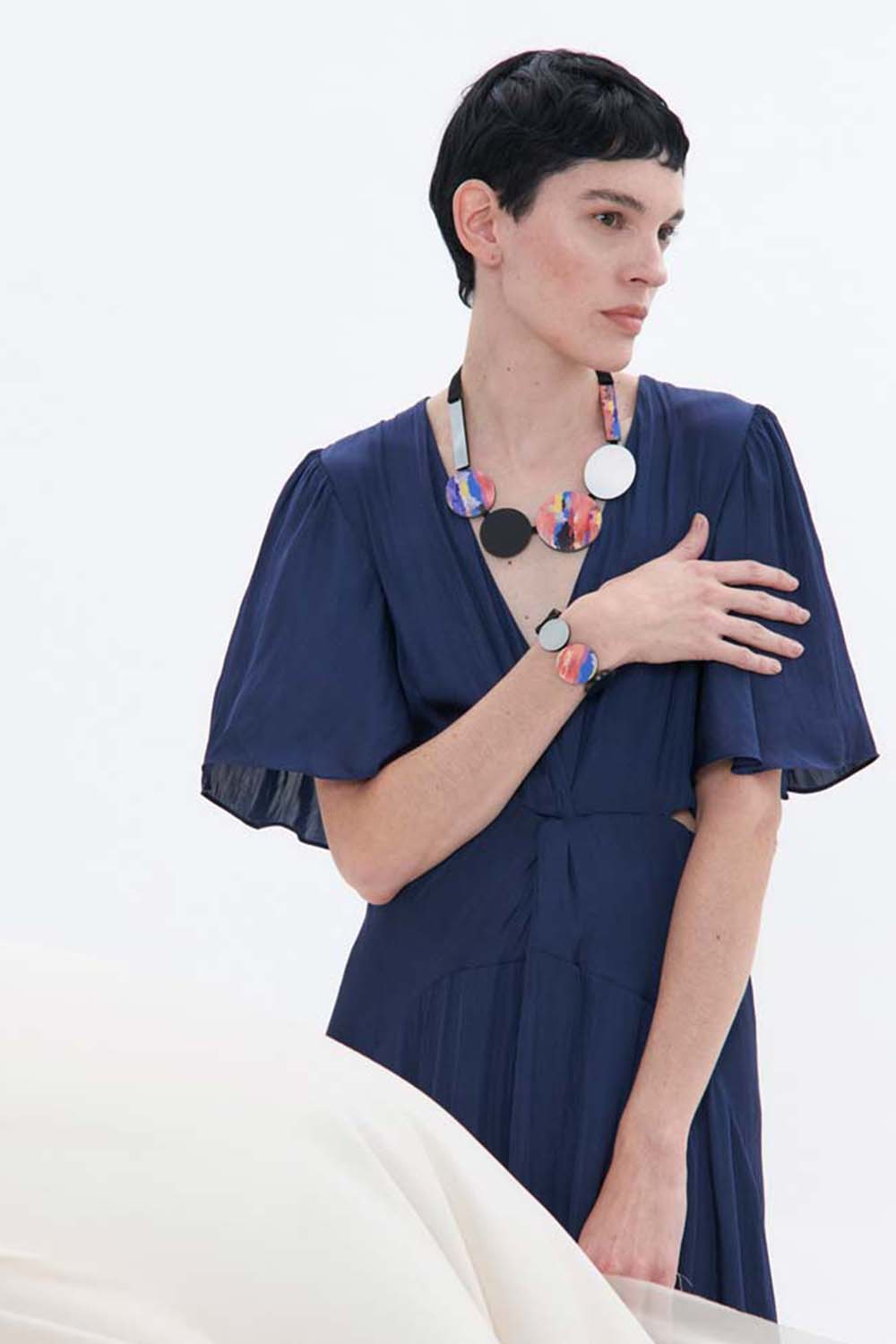 Frame Circles Necklace Sky - Pink