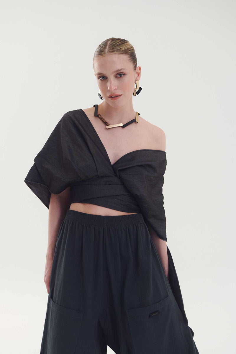 Collier Pendentif Ray - Argent+Noir+Or