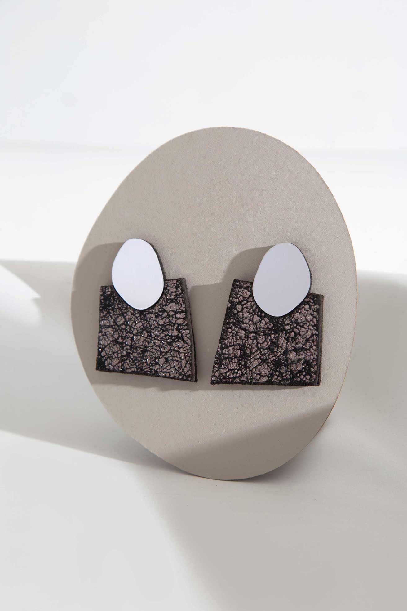 Boucles d'oreilles Audrey Carrés Pointus - Argent+Étain