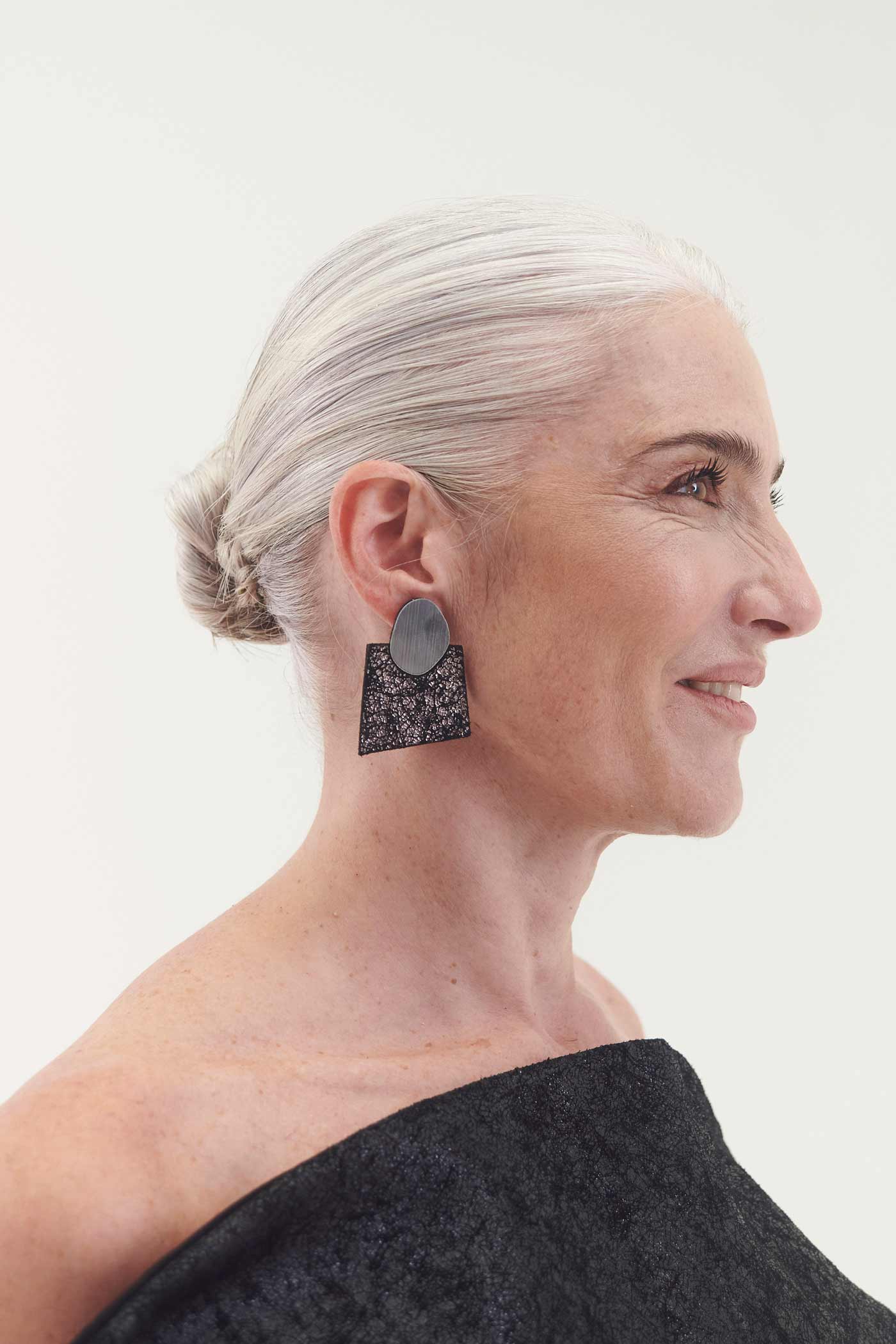 Boucles d'oreilles Audrey Carrés Pointus - Argent+Étain