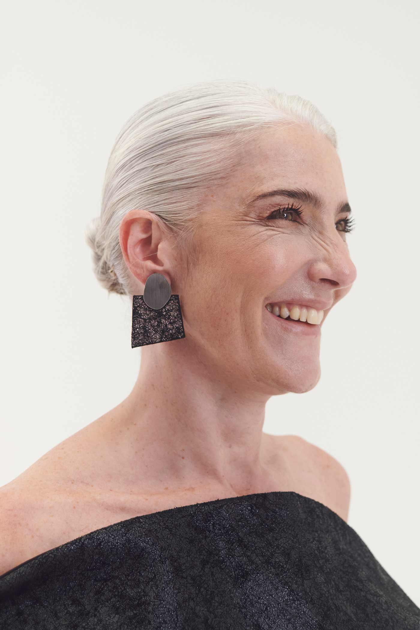 Boucles d'oreilles Audrey Carrés Pointus - Argent+Étain