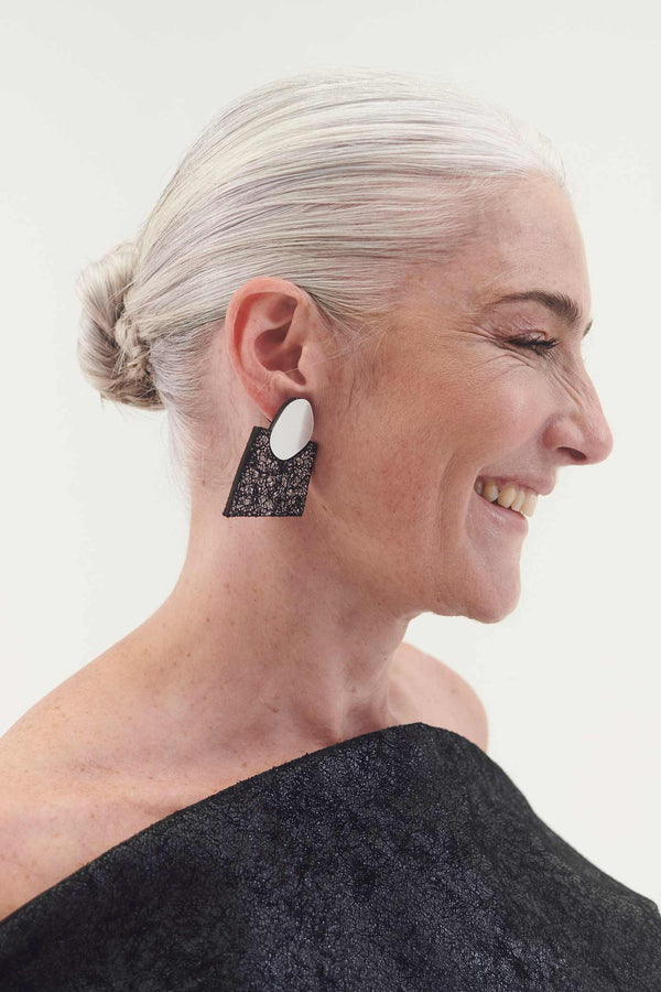 Audrey Ohrringe spitze Quadrate - Silber+Zinn