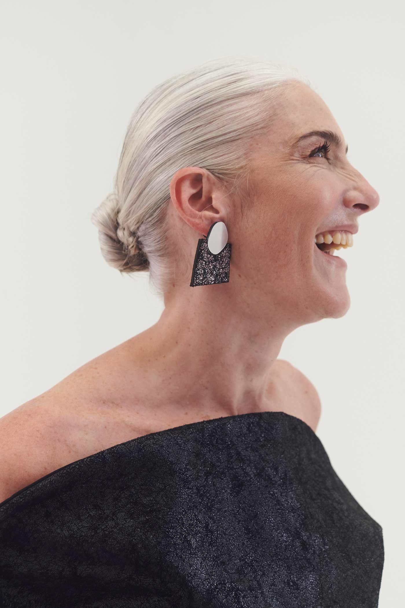 Boucles d'oreilles Audrey Carrés Pointus - Argent+Étain