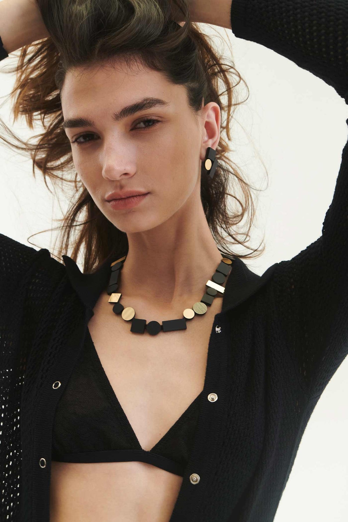 Bauhaus Necklace Round - Black/Gold